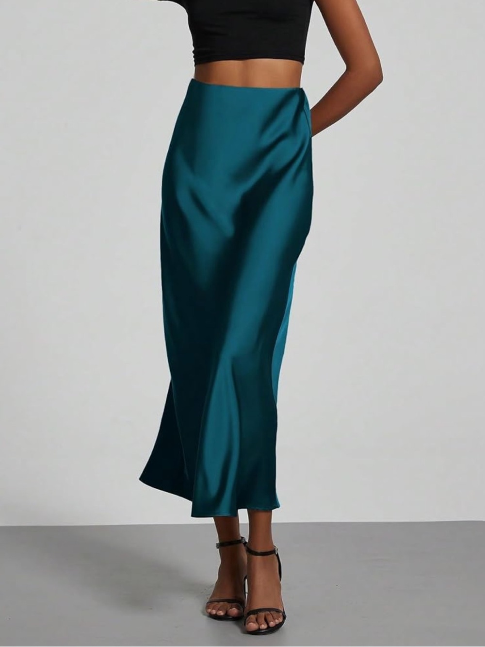 New ZARA Satin Midi Skirt